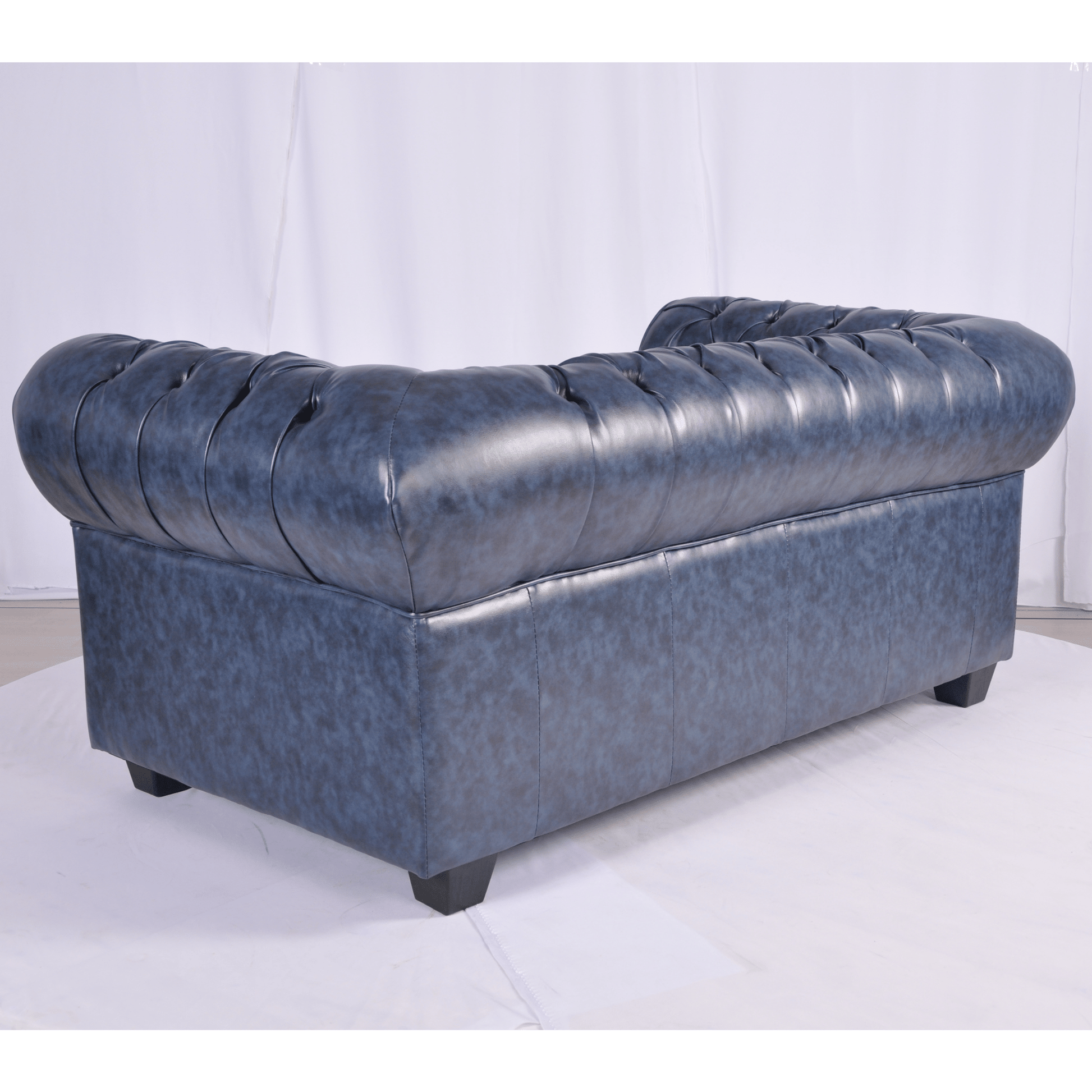 Chesterfield Blue Leather Antique 2+1+1 Seater Sofa Set - Furniture Instore