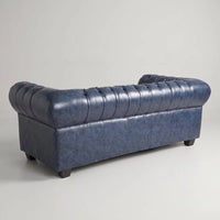 Chesterfield Blue Leather Antique 3+3 Seater Sofa Set - 3 Seater Sofa Close-Up Detail - Furniture Instore