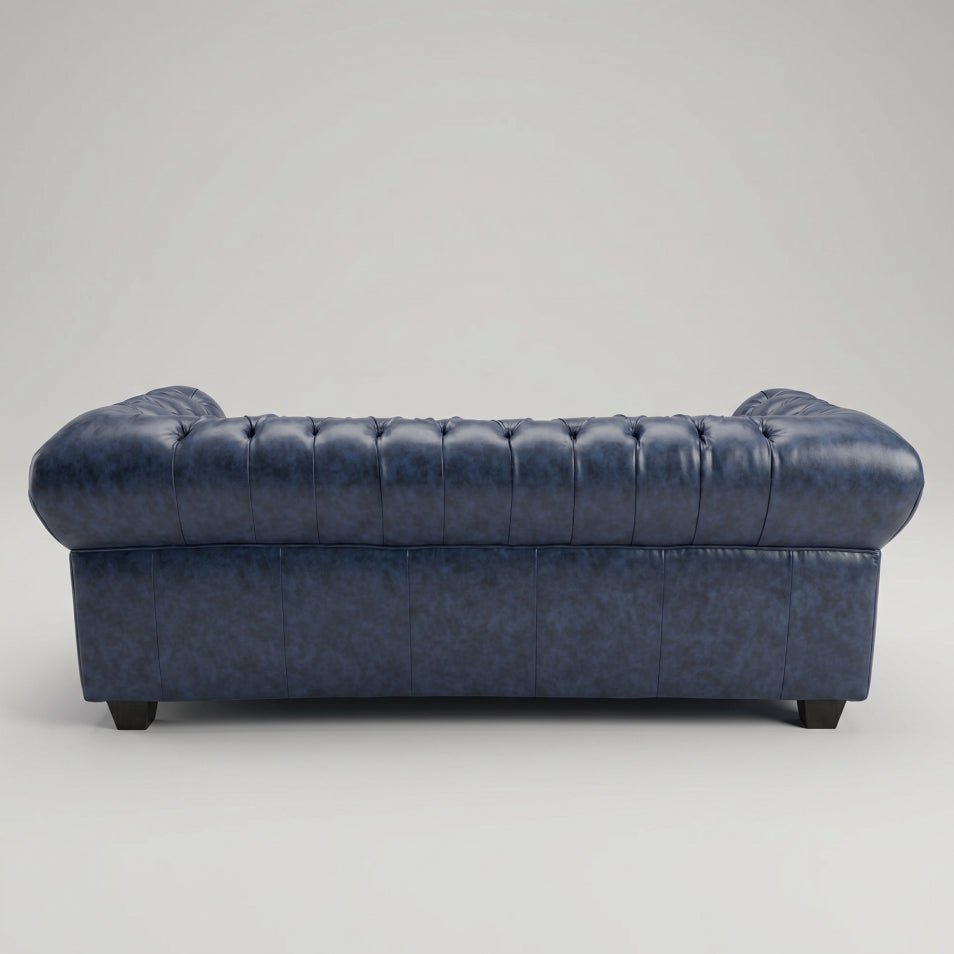 Chesterfield Blue Leather Antique 3 Seater Sofa - Furniture Instore