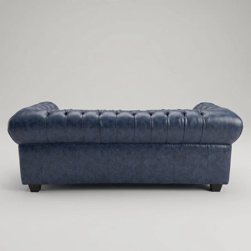 Chesterfield Blue Leather Antique 3+3 Seater Sofa Set - 3 Seater Sofa Corner Angle - Furniture Instore