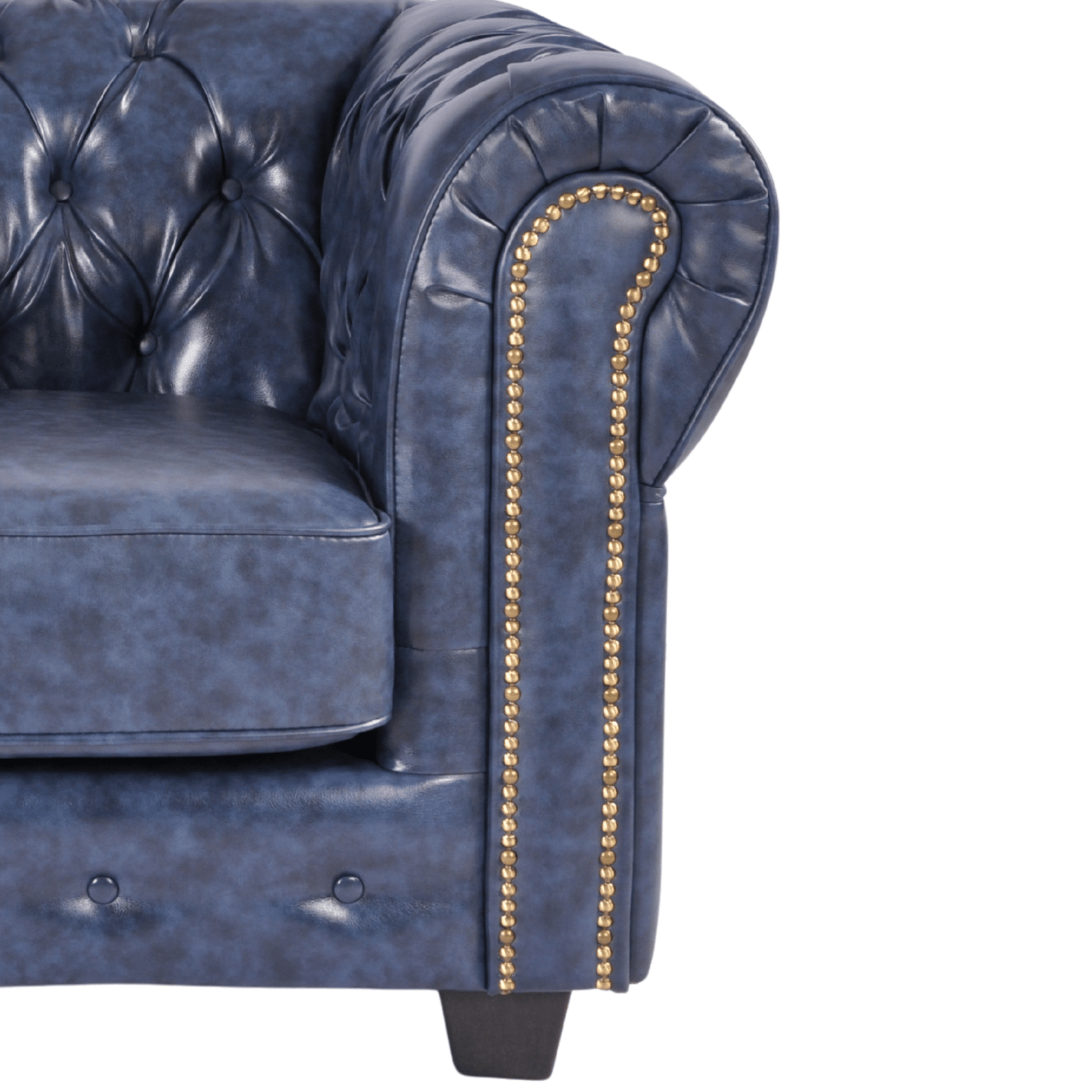 Chesterfield Blue Leather Antique 3+2+1 Seater Sofa Set - Furniture Instore
