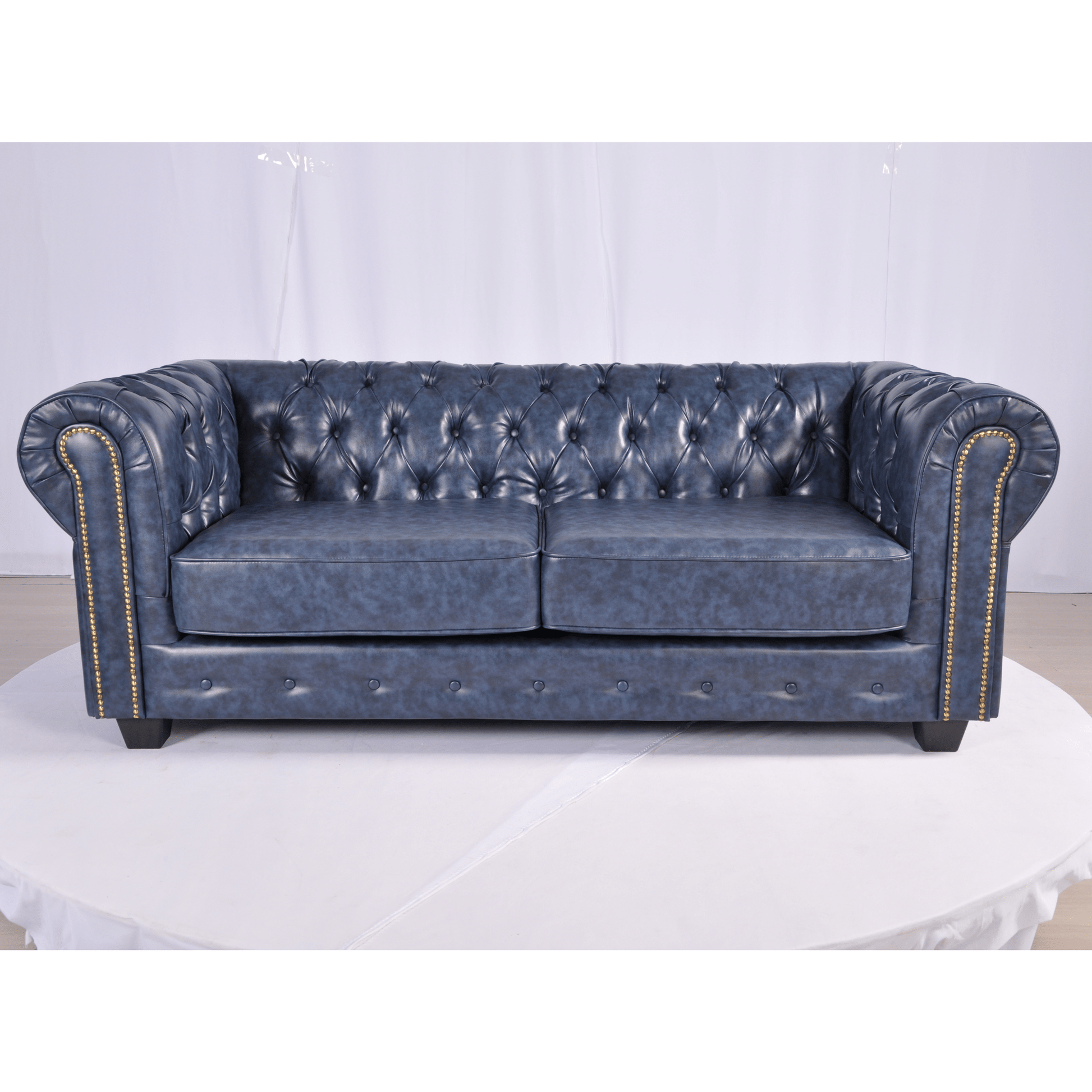 Chesterfield Blue Leather Antique 3+2+1 Seater Sofa Set - Furniture Instore