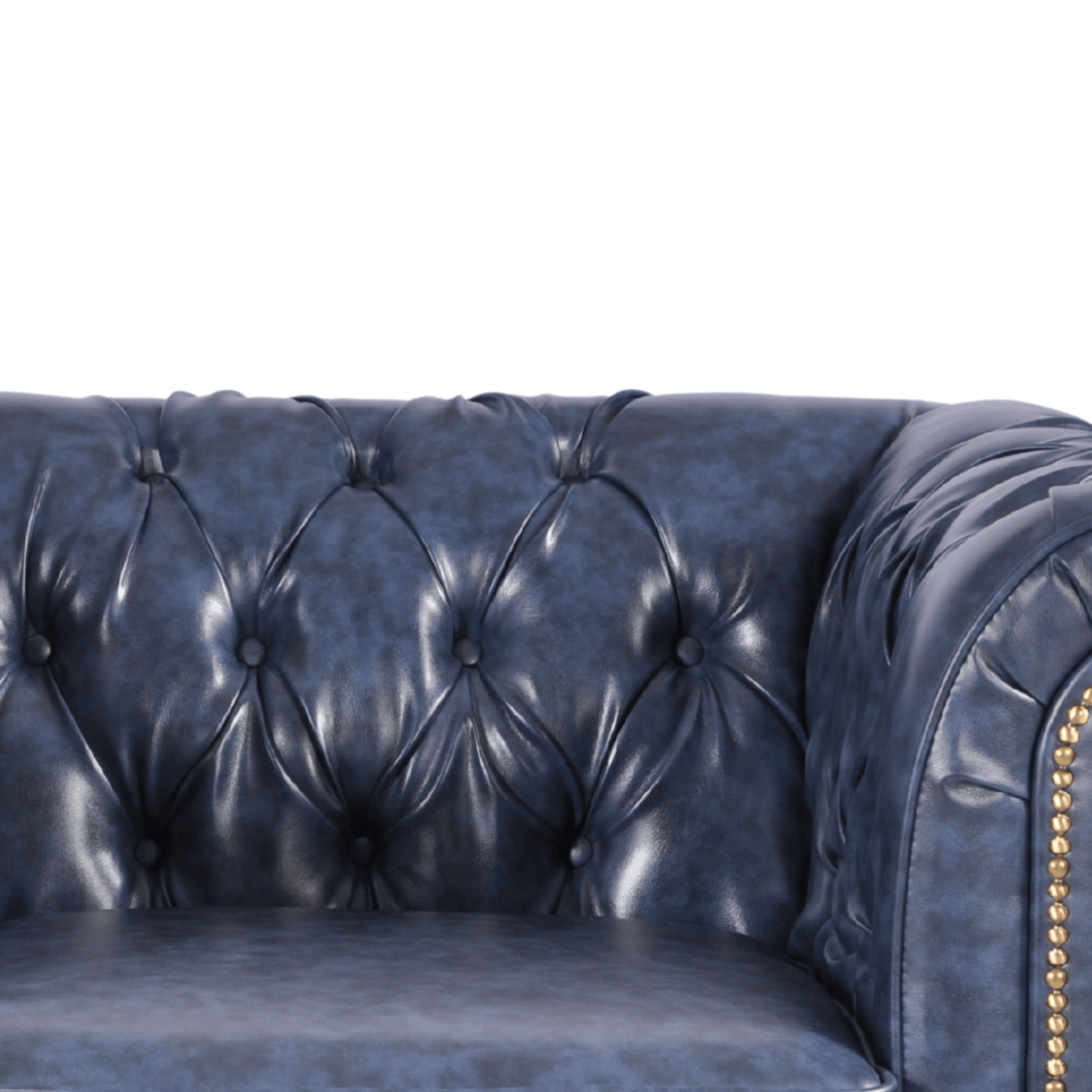 Chesterfield Blue Leather Antique 3+2+1 Seater Sofa Set - Furniture Instore