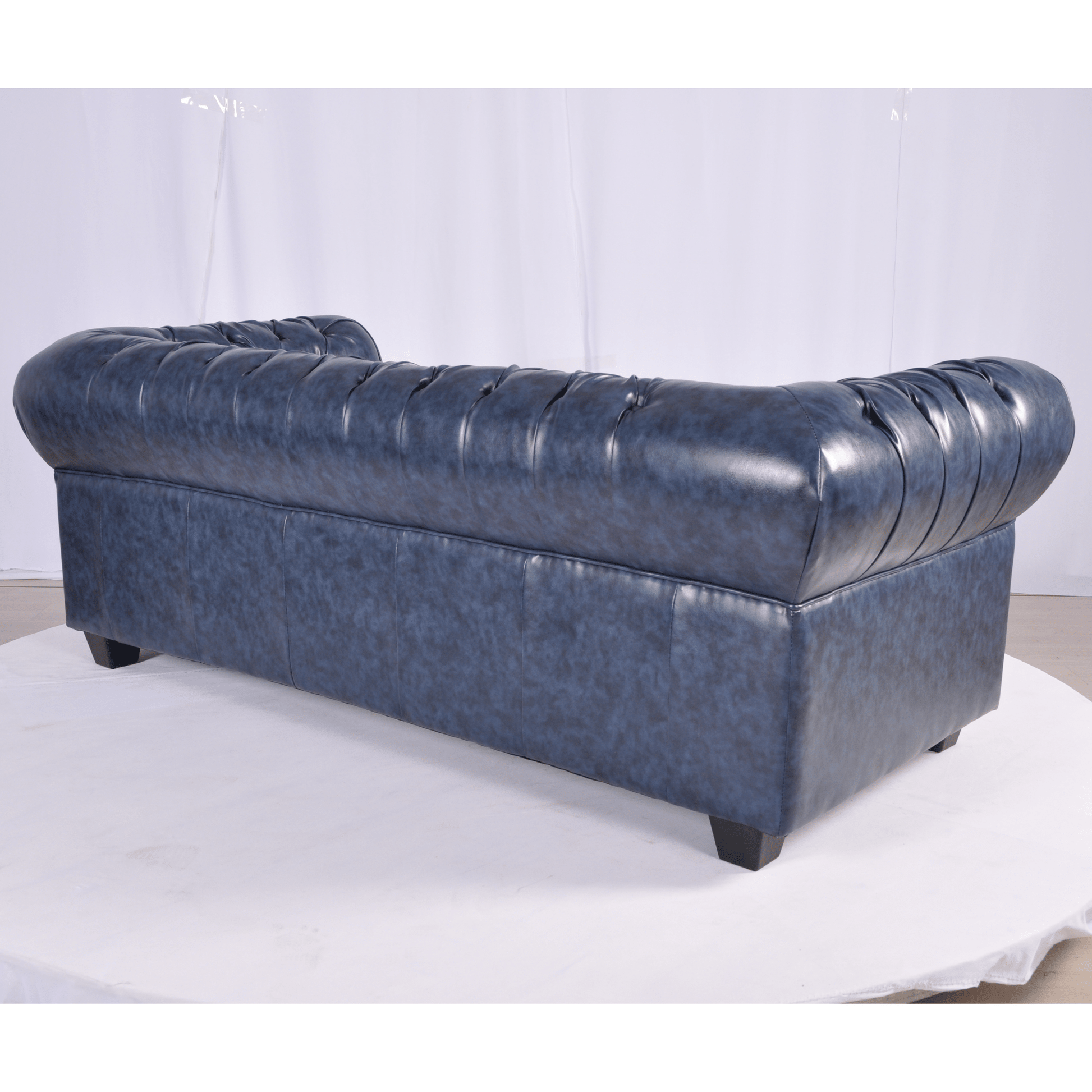 Chesterfield Blue Leather Antique 3+2+1 Seater Sofa Set - Furniture Instore