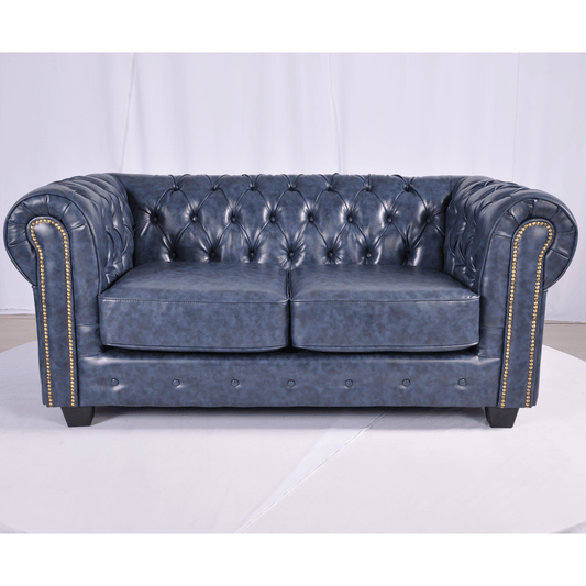 Chesterfield Blue Leather Antique 3+2+1 Seater Sofa Set - Furniture Instore