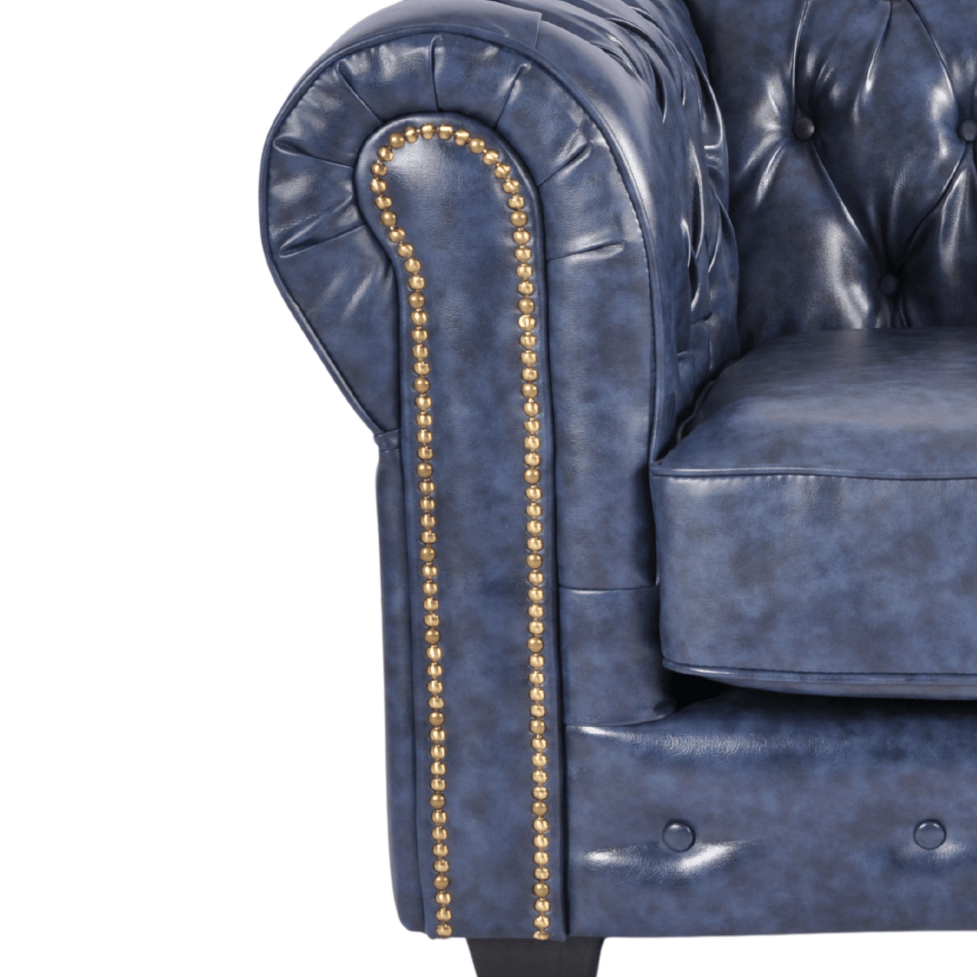 Chesterfield Blue Leather Antique 3+2+1 Seater Sofa Set - Furniture Instore