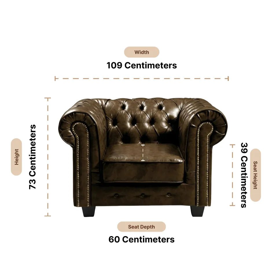 Chesterfield Brown Leather Antique Armchair | Furniture In store - Furniture Instore