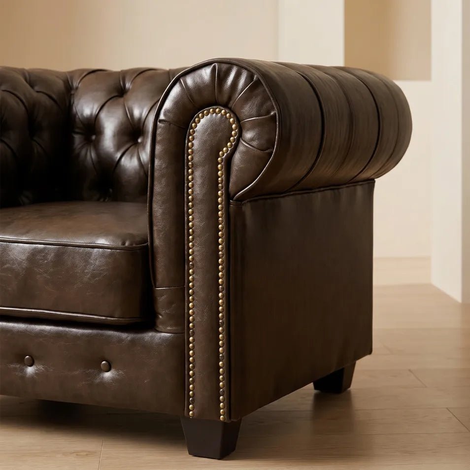 Chesterfield Brown Leather Antique Armchair | Furniture In store - Furniture Instore