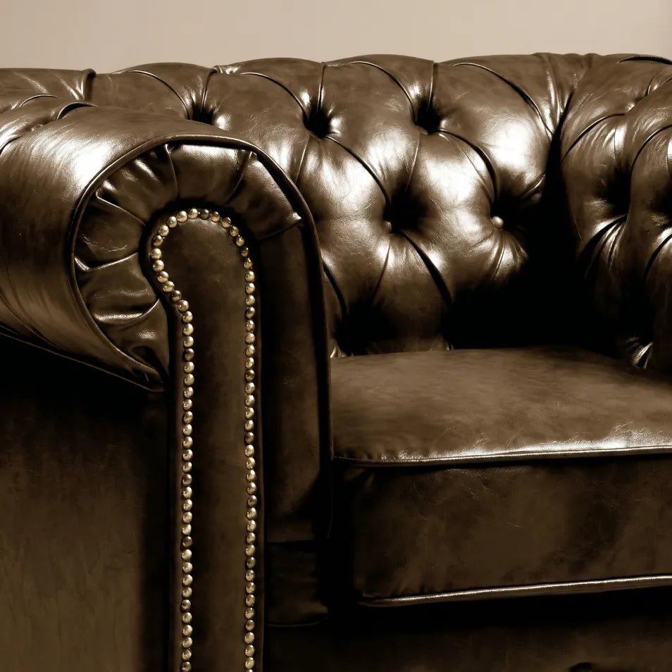 Chesterfield Brown Leather Antique Armchair | Furniture In store - Furniture Instore