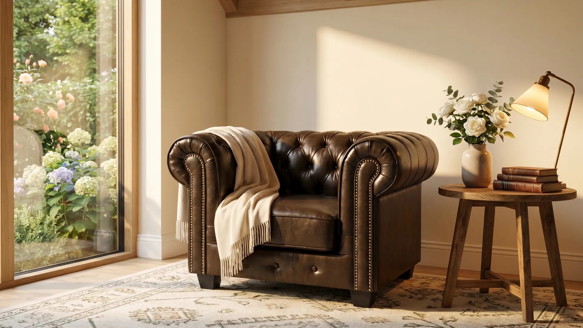 Chesterfield Brown Leather Antique Armchair | Furniture In store - Furniture Instore