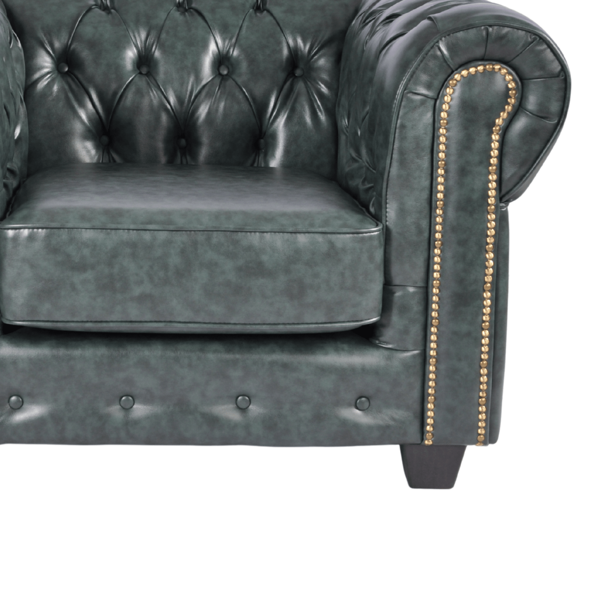 Chesterfield Green Leather Antique 2+1 Seater Sofa Set - Furniture Instore
