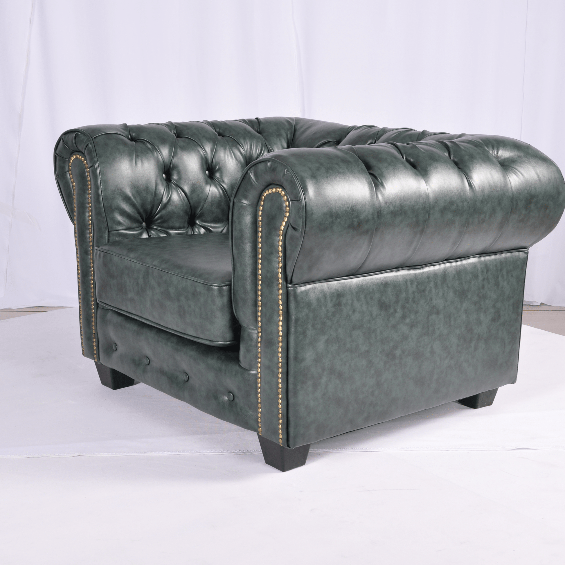 Chesterfield Green Leather Antique 2+1 Seater Sofa Set - Furniture Instore