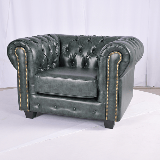 Chesterfield Green Leather Antique 2+1 Seater Sofa Set - Furniture Instore