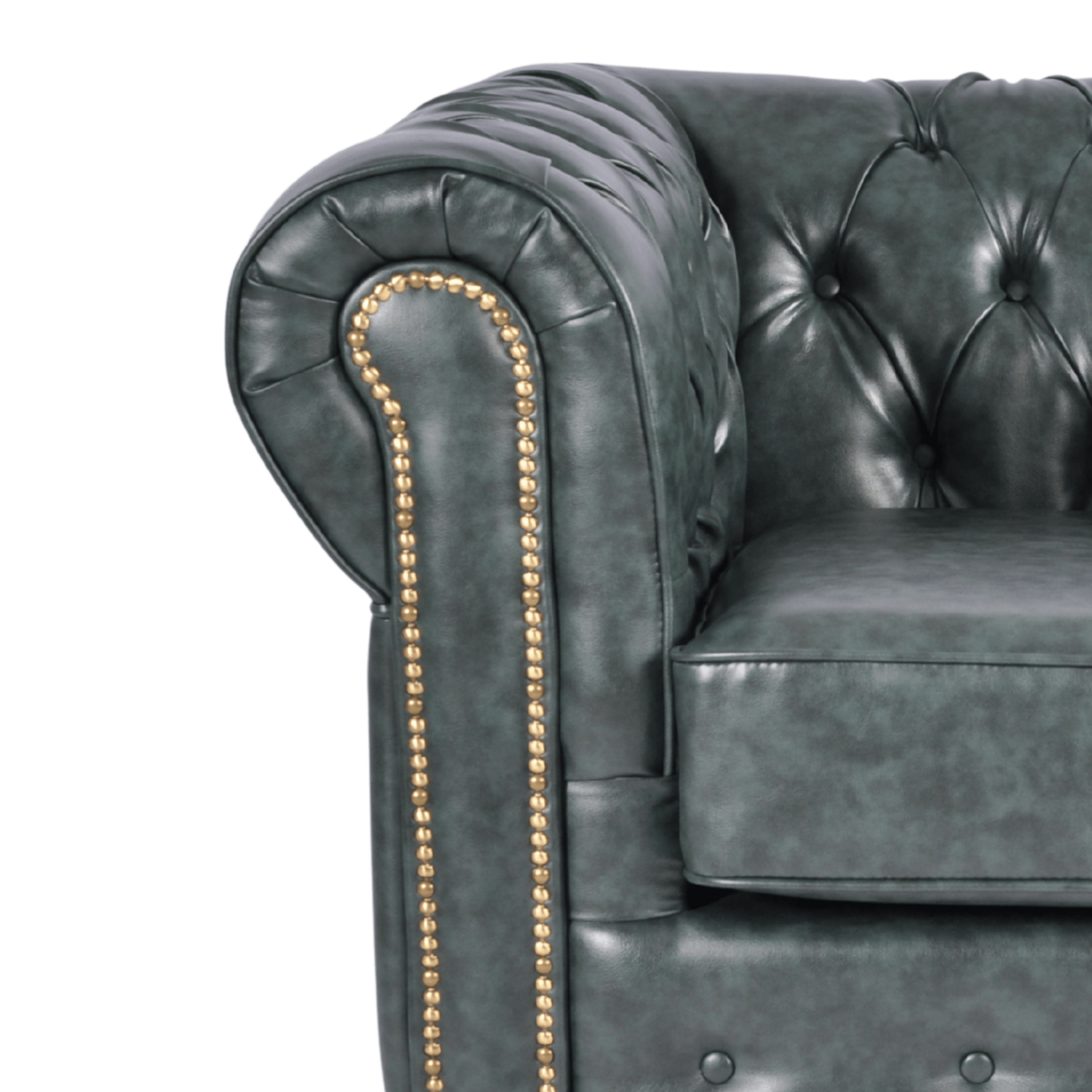 Chesterfield Green Leather Antique 2+1 Seater Sofa Set - Furniture Instore