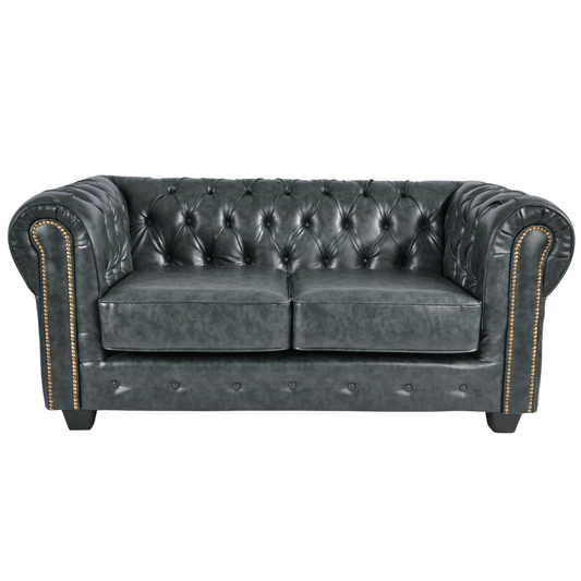 Chesterfield Green Leather Antique 2+1+1 Seater Sofa - Furniture Instore