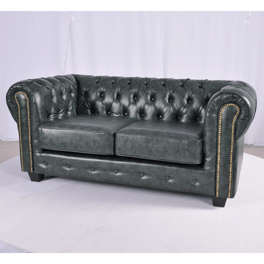 Chesterfield Green Leather Antique 3+2 Seater Sofa Set - Furniture Instore