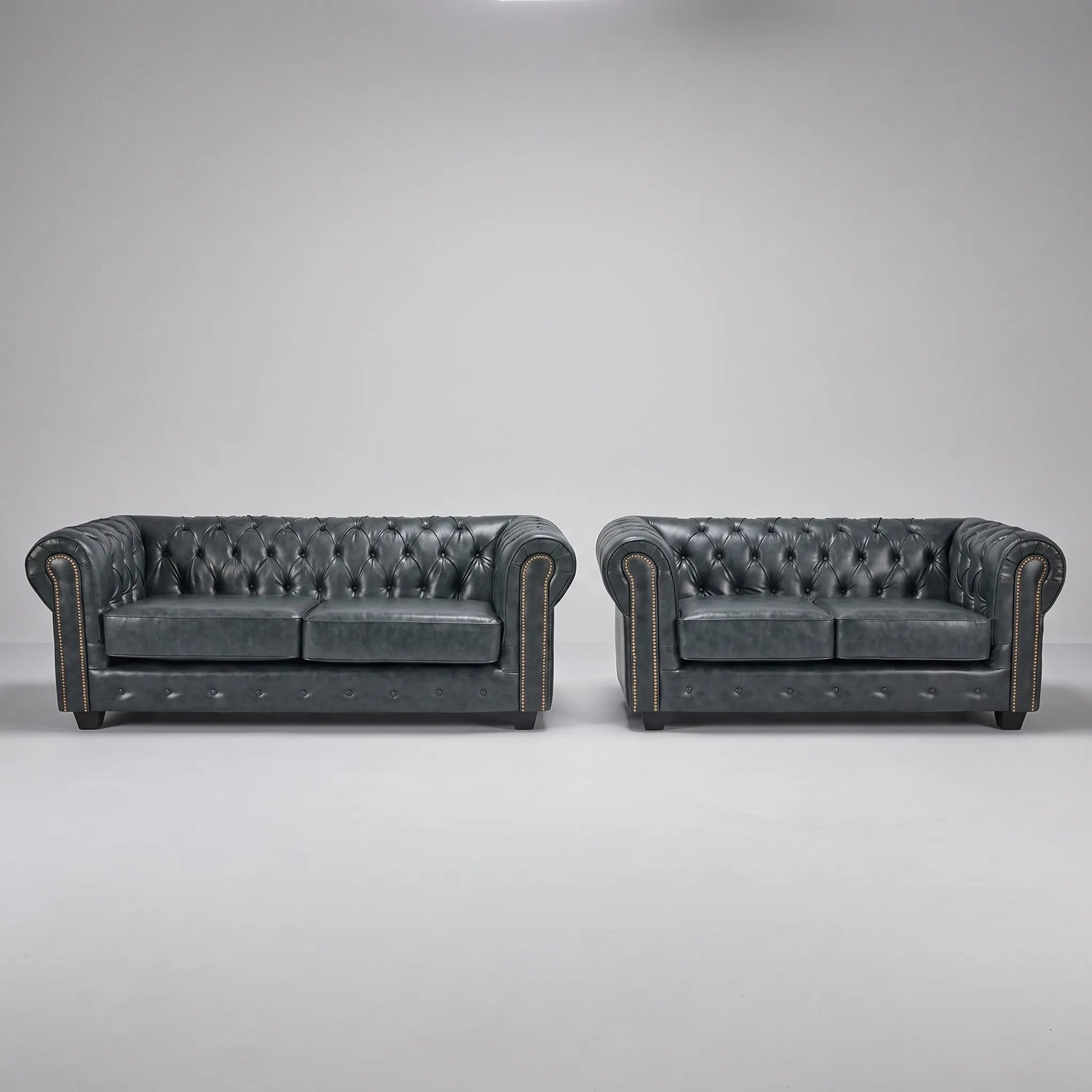 Chesterfield Green Leather Antique 3+2 Seater Sofa Set - Furniture Instore