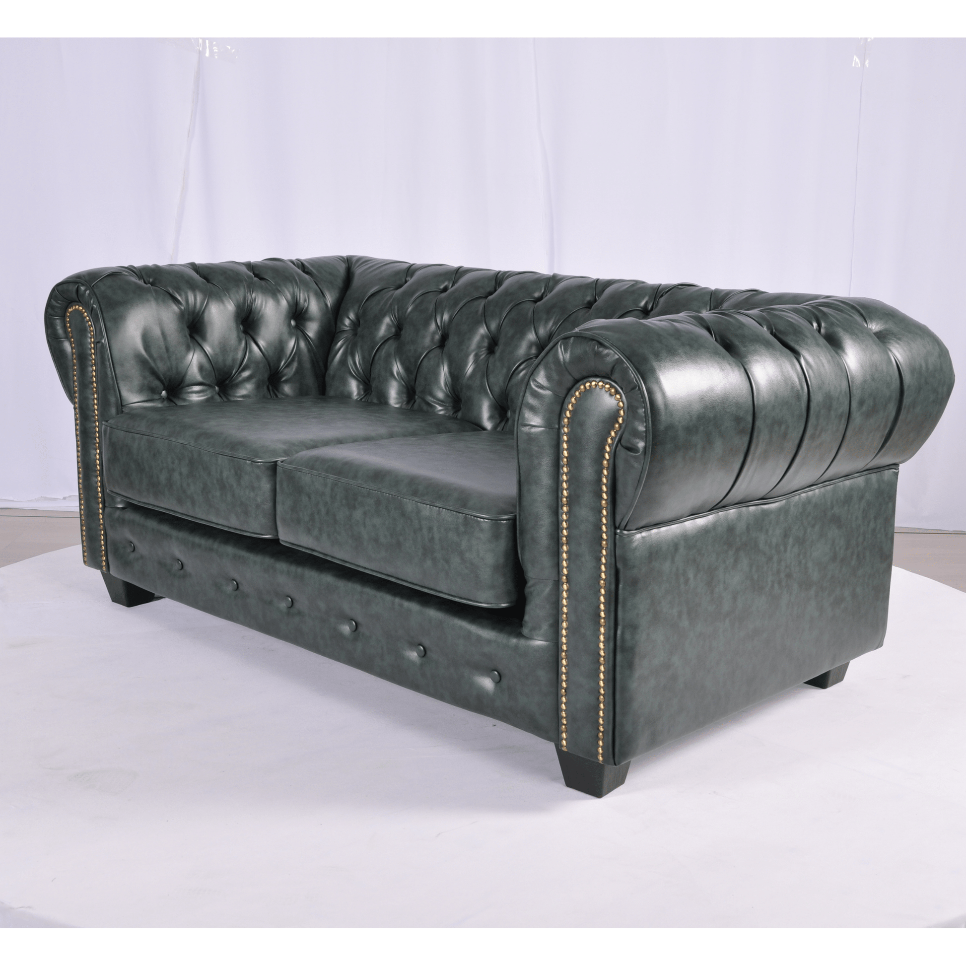 Chesterfield Green Leather Antique 3+2 Seater Sofa Set - Furniture Instore