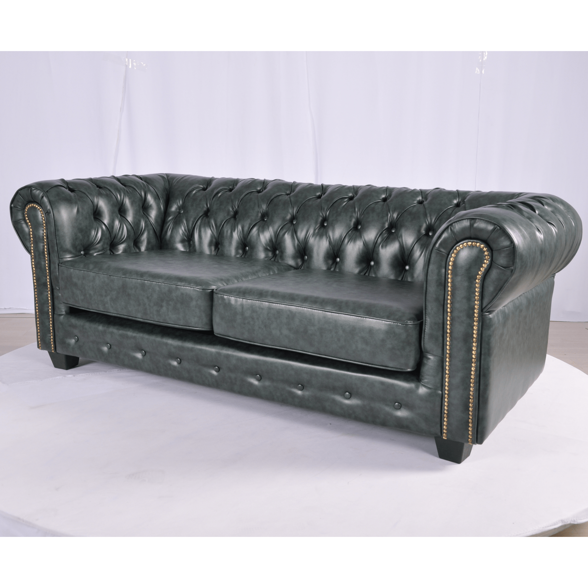 Chesterfield Green Leather Antique 3+2 Seater Sofa Set - Furniture Instore