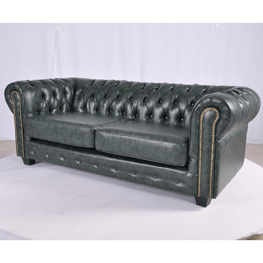 Chesterfield Green Leather Antique 3+2 Seater Sofa Set - Furniture Instore