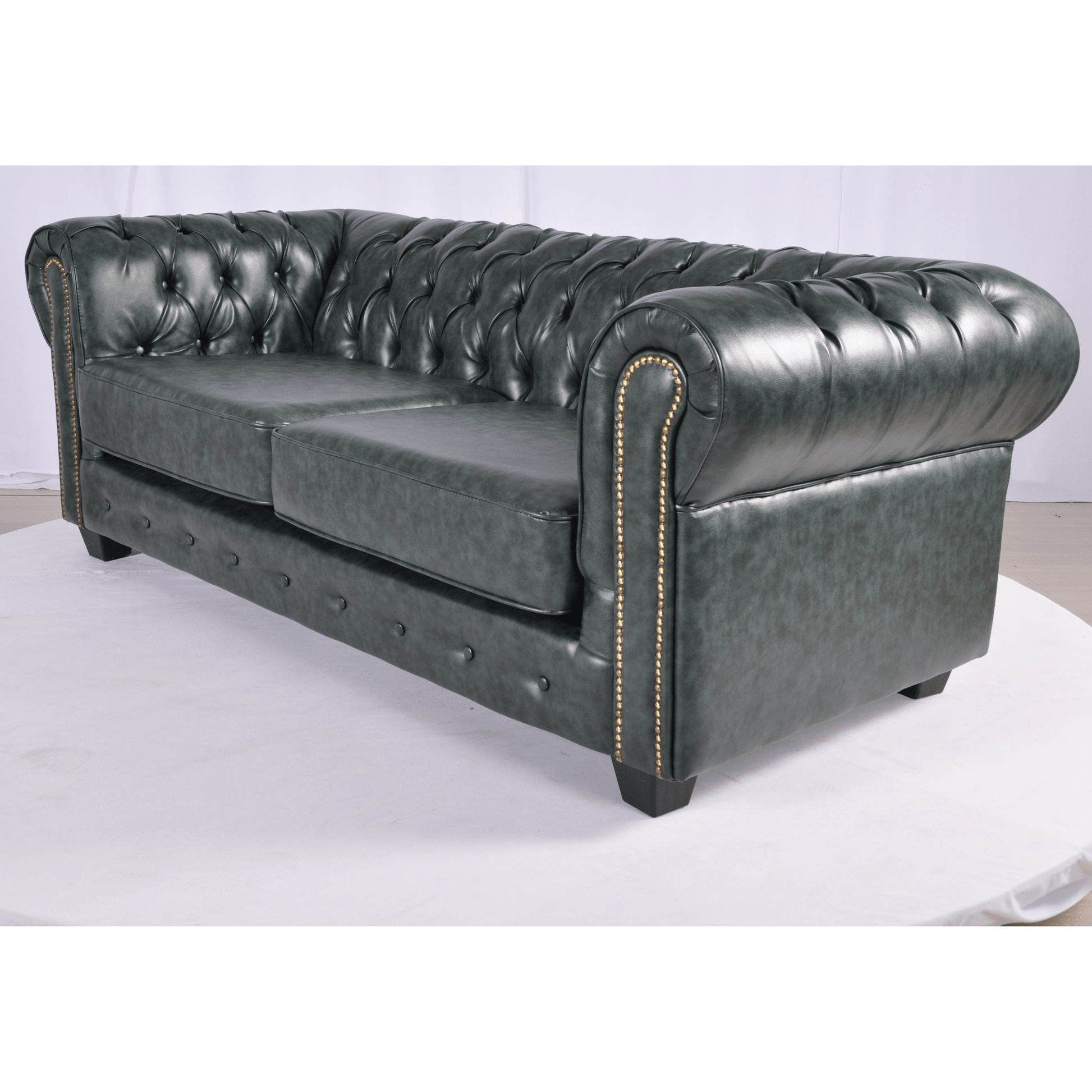 Chesterfield Green Leather Antique 3+2 Seater Sofa Set - Furniture Instore