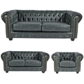 Chesterfield Green Leather Antique 3+2+1 Seater Sofa