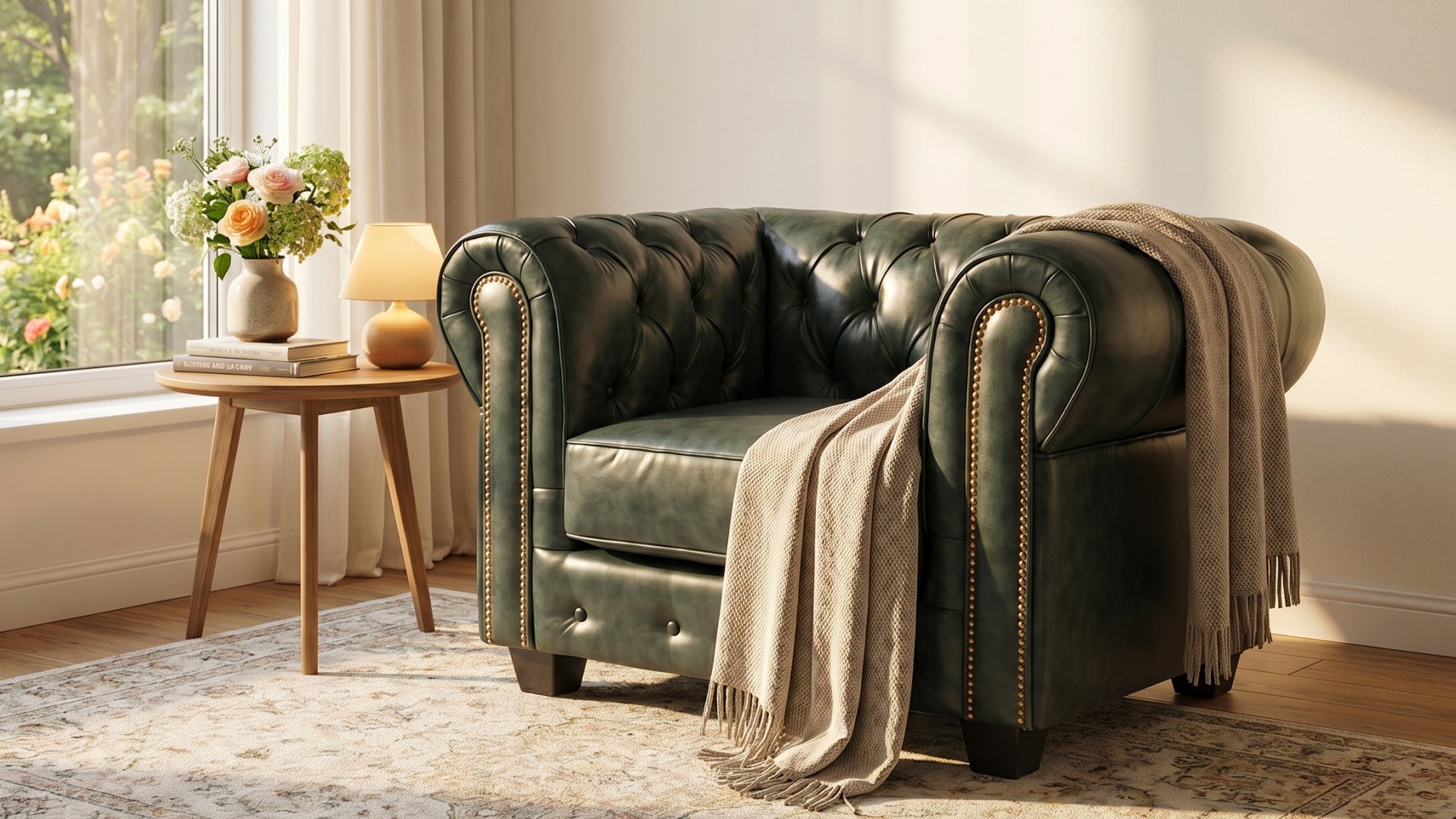luxury-green-leather-chesterfield-armchair
