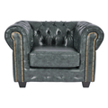 Chesterfield Green Leather Antique Armchair