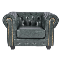 Chesterfield Green Leather Antique Armchair