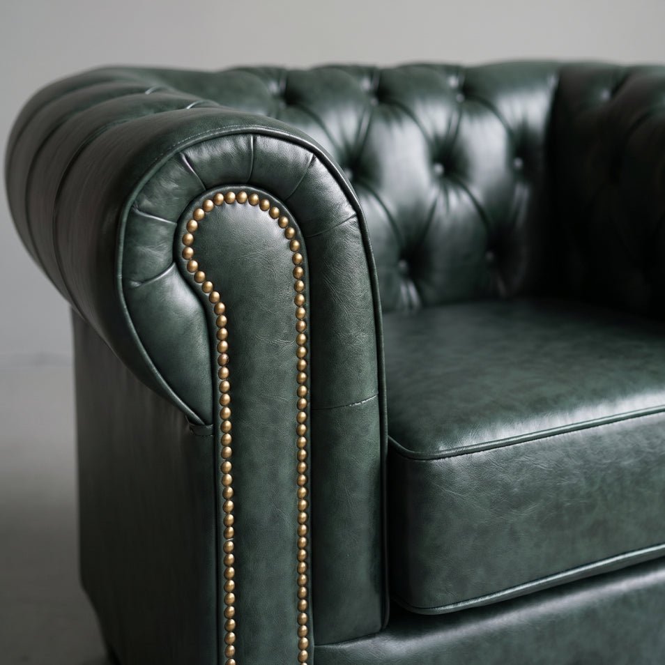 chesterfield-green-leather-antique-armchair