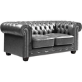 Chesterfield Grey Leather Antique 2 Seater Sofa