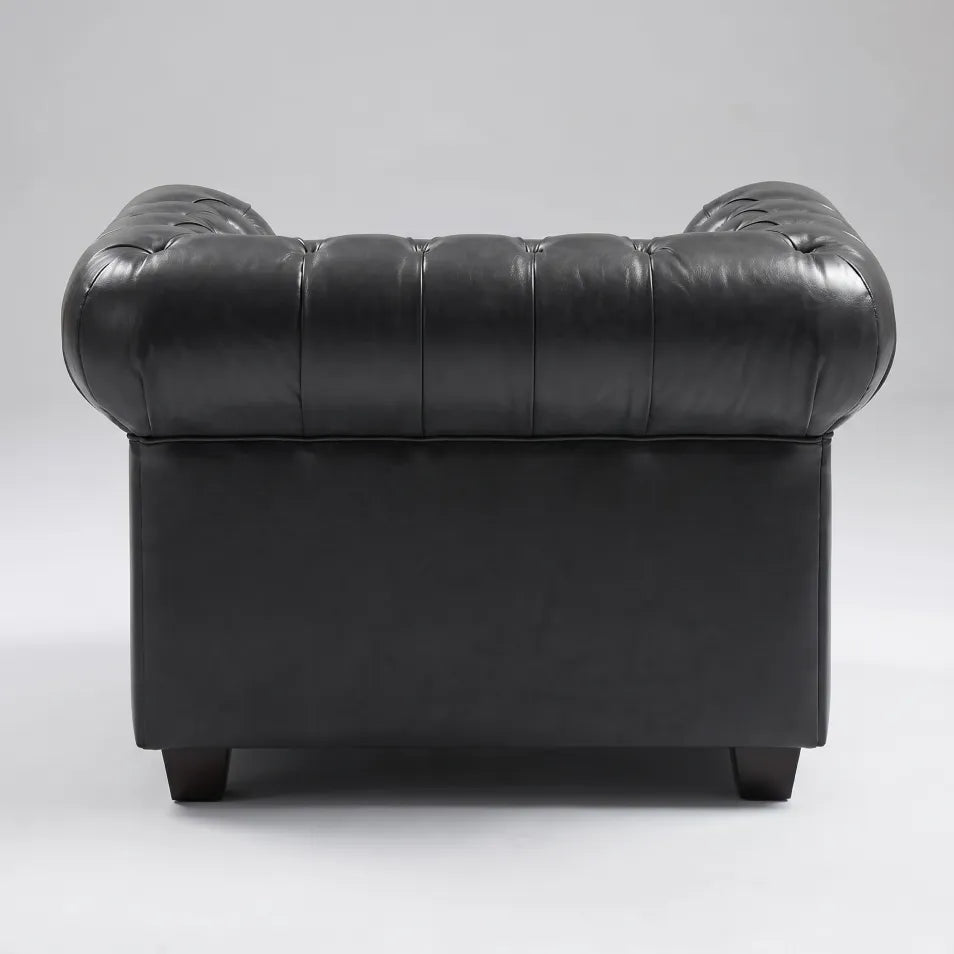 Chesterfield Grey Leather Antique Armchair - Furniture Instore