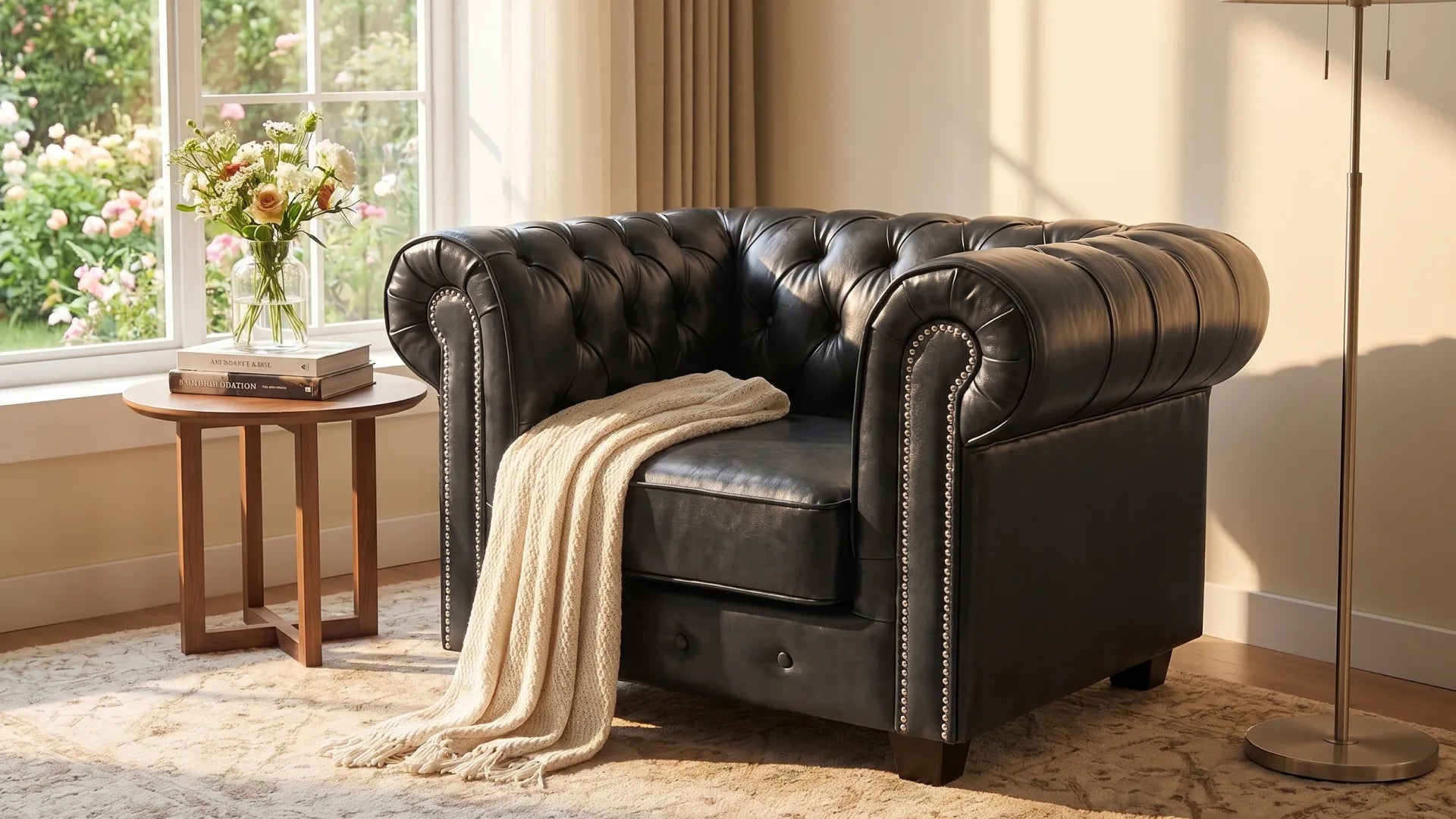 Chesterfield Grey Leather Antique Armchair - Furniture Instore