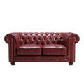 Chesterfield Red Leather Antique 2 Seater Sofa