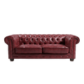 Chesterfield Red Leather Antique 3 Seater Sofa