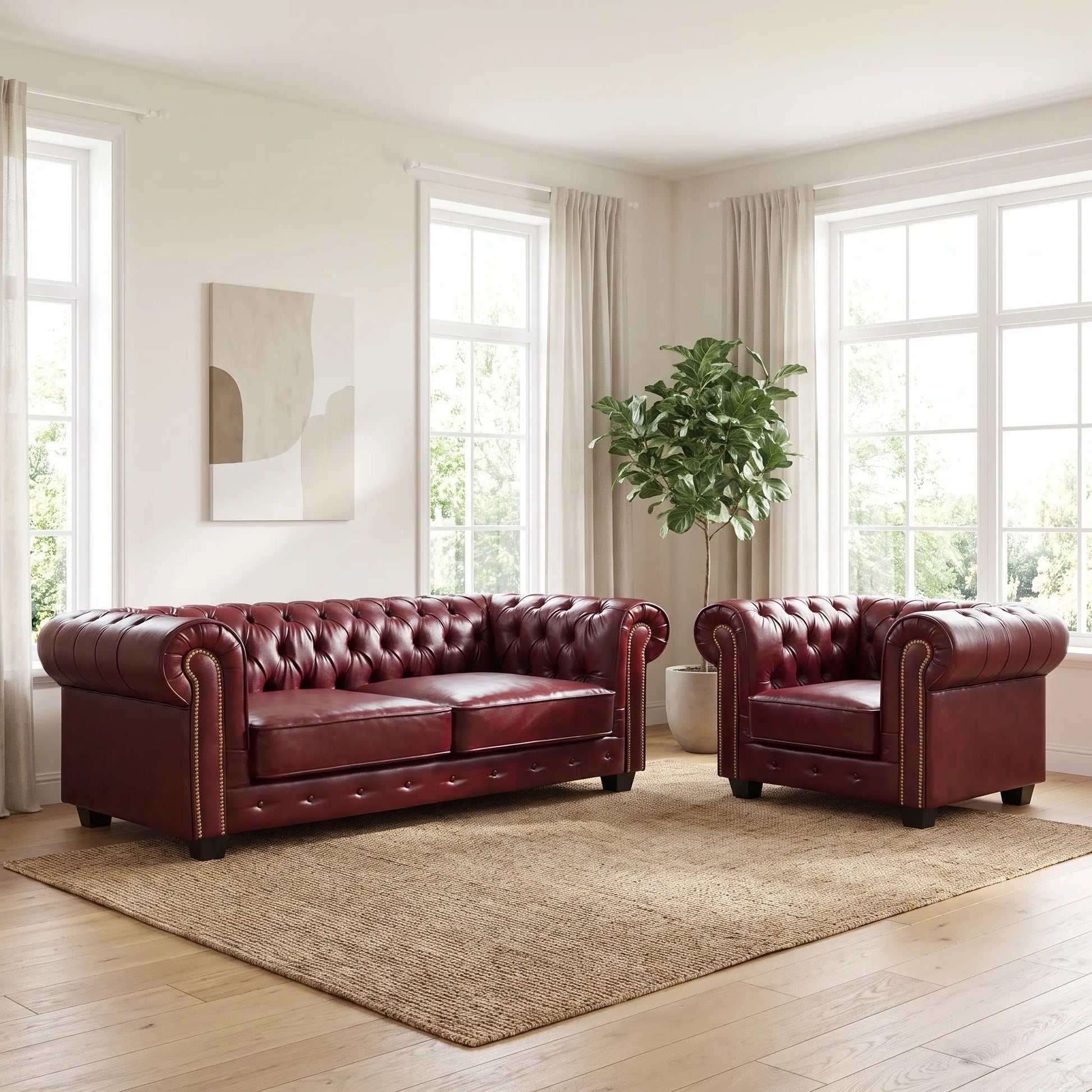 chesterfield-red-leather-antique-3-1-seater-sofa-set