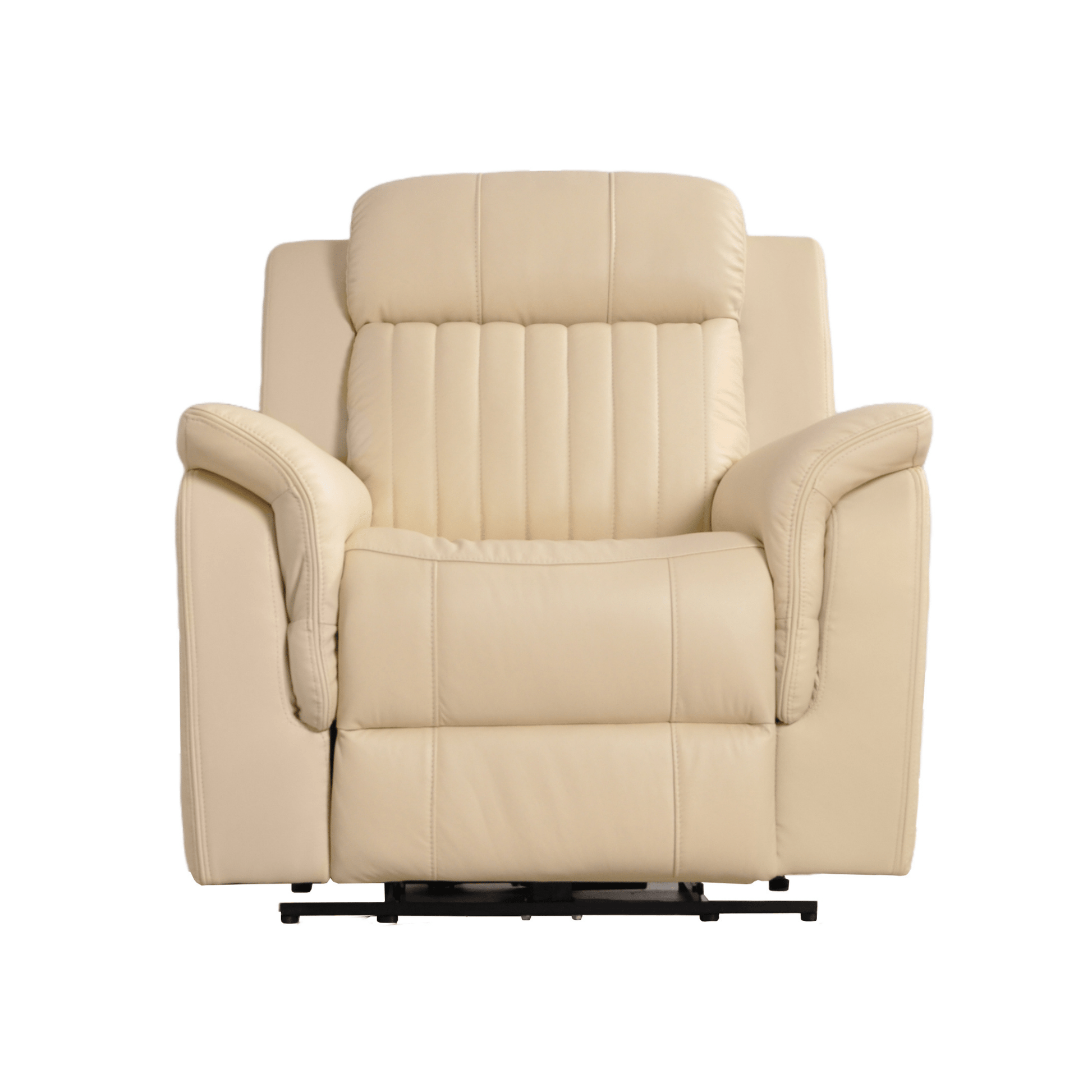 Cidliano cream armchair front-facing on a white background, highlighting its elegant design and fabric upholstery.