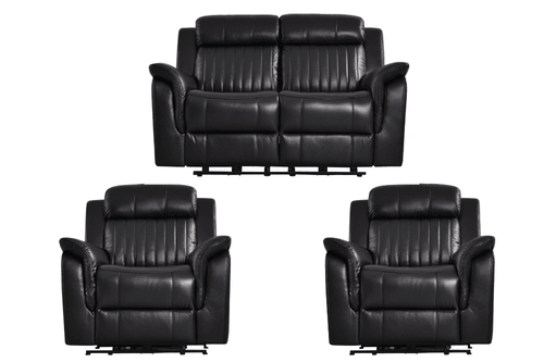 Cidliano Genuine Leather Black Electric Power Recliner 2+1+1 Seater Sofa Set