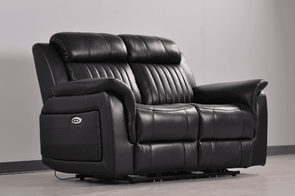 Cidliano Genuine Leather Black Electric Power Recliner 2+1+1 Seater Sofa Set