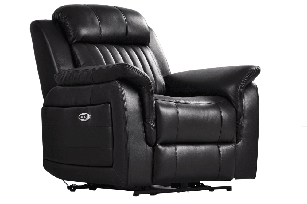 Cidliano Genuine Leather Black Electric Power Recliner 2+1+1 Seater Sofa Set