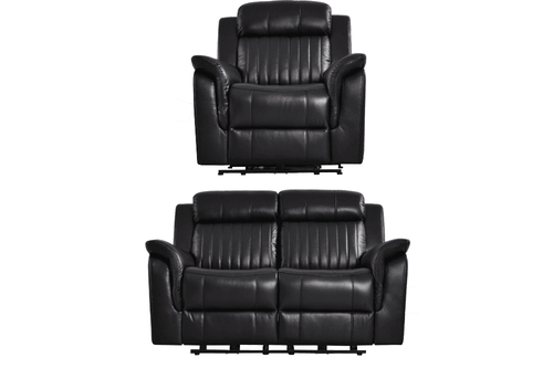 Cidliano Genuine Leather Black Electric Power Recliner 2+1 Seater Sofa Set