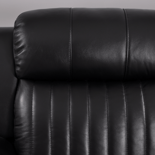 Closeup of Cidliano black 2-seater sofa highlighting fabric texture