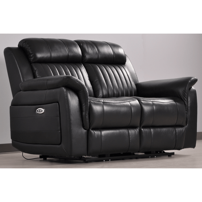 Cidliano black 2-seater sofa angled view on white background, modern and stylish seating furniture.