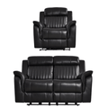 Cidliano Genuine Leather Black Electric Recliner 2+1 Seater Sofa Set