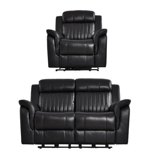 Cidliano Genuine Leather Black Electric Power Recliner 2+1 Seater Sofa Set