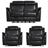 Cidliano Genuine Leather Black Electric Power Recliner 2+1+1 Seater Sofa Set