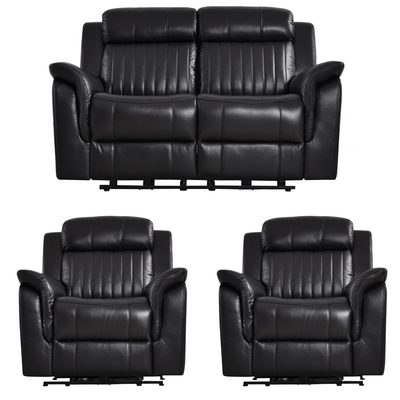 Cidliano Genuine Leather Black Electric Power Recliner 2+1+1 Seater Sofa Set