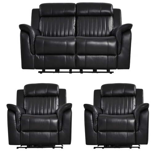 Cidliano Genuine Leather Black Electric Power Recliner 2+1+1 Seater Sofa Set