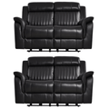 Cidliano Genuine Leather Black Electric Recliner 2+2 Seater Sofa Set