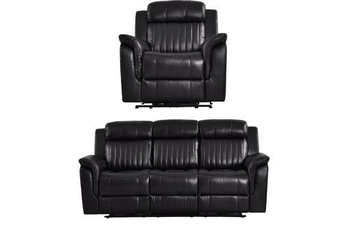 Cidliano Genuine Leather Black Electric Power Recliner 3+1 Seater Sofa Set